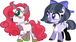 Size: 1280x723 | Tagged: safe, artist:kurosawakuro, derpibooru import, oc, oc only, pegasus, pony, unicorn, base used, female, filly, foal, magical lesbian spawn, offspring, parent:babs seed, parent:rumble, parent:sweetie belle, parent:wind sprint, parents:babsbelle, simple background, transparent background