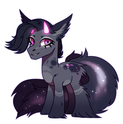 Size: 3000x3020 | Tagged: safe, artist:strangle12, derpibooru import, oc, oc only, pony, base used, ear fluff, ears, ethereal mane, eyelashes, glowing, glowing horn, hoof fluff, horn, horns, simple background, smiling, solo, starry mane, white background