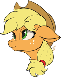 Size: 3826x4716 | Tagged: safe, artist:aquamuro, derpibooru import, applejack, earth pony, pony, absurd resolution, applejack's hat, bust, clothes, cowboy hat, female, hat, mare, portrait, signature, simple background, sketch, smiling, smug, transparent background