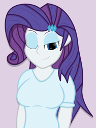 Size: 1968x2599 | Tagged: safe, artist:rugalack moonstar, derpibooru import, rarity, equestria girls, female, one eye closed, simple background, smiling, solo, wink