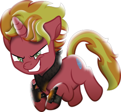 Size: 5282x4901 | Tagged: safe, artist:lincolnbrewsterfan, derpibooru import, oc, oc only, oc:fire brander, pony, unicorn, fallout equestria, my little pony: the movie, the cutie re-mark, .svg available, adorabolical, bandana, contemplating insanity, context is for the weak, crouching, cute, cute little fangs, evil grin, fallout equestria oc, fangs, green eyes, grin, gun, handgun, happy, horn, inkscape, insanity, jumping, male, movie accurate, moviefied, narrowed eyes, neckerchief, pipbuck, pipbuck 3000, ponified, pounce, show moviefied, shrunken pupils, slasher smile, slit eyes, small eyes, smiling, solo, stalker, stallion, stallion oc, striped mane, striped tail, svg, tail, two toned mane, two toned tail, unicorn oc, vector, weapon