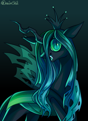 Size: 2036x2800 | Tagged: safe, artist:neonishe, derpibooru import, queen chrysalis, changeling, changeling queen, pony, canterlot wedding 10th anniversary, crown, female, jewelry, looking at you, regalia, solo