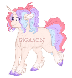 Size: 2575x2800 | Tagged: safe, artist:gigason, derpibooru import, oc, oc:supernova, pony, unicorn, cloven hooves, female, magical lesbian spawn, mare, obtrusive watermark, offspring, parent:lemon hearts, parent:moondancer, simple background, solo, transparent background, watermark