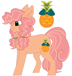 Size: 1395x1482 | Tagged: safe, artist:moonert, derpibooru import, oc, oc only, earth pony, pony, ear fluff, ears, earth pony oc, female, food, mare, pineapple, simple background, smiling, solo, transparent background