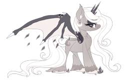 Size: 2312x1471 | Tagged: safe, artist:lupulrafinat, derpibooru import, oc, oc only, alicorn, bat pony, bat pony alicorn, pony, alicorn oc, bat wings, bedroom eyes, eyelashes, female, hoof fluff, horn, simple background, smiling, solo, transparent background, wings