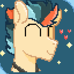 Size: 1280x1280 | Tagged: safe, derpibooru import, oc, oc only, oc:turbo swifter, pony, eyes closed, goggles, happy, heart, male, pixel art, smiling, stallion, stars