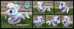 Size: 4425x1754 | Tagged: safe, artist:peruserofpieces, derpibooru import, oc, oc only, oc:taffy, seapony (g4), convention, female, happy, high res, irl, mascot, photo, plushie, seapony oc, seaquestria fest, smiling, solo