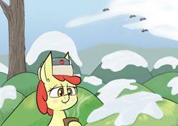 Size: 1414x1000 | Tagged: safe, artist:happy harvey, derpibooru import, apple bloom, derpy hooves, rainbow dash, earth pony, pegasus, pony, art pack:winter wrap pack, apple, chocolate, cloud, comfy, drawn on phone, female, filly, foal, food, hat, hill, hot chocolate, mare, snow, steamy, tree, weather team