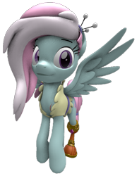 Size: 559x720 | Tagged: safe, artist:topsangtheman, derpibooru import, kerfuffle, pegasus, pony, 3d, amputee, looking at you, prosthetics, simple background, solo, source filmmaker, transparent background