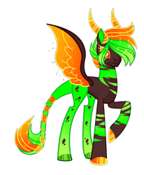 Size: 1039x1261 | Tagged: safe, artist:lilywolfpie-yt, derpibooru import, oc, oc only, hybrid, pegasus, hair, simple background, solo, spread wings, transparent background, wings