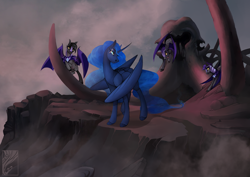 Size: 1500x1061 | Tagged: safe, artist:casynuf, derpibooru import, princess luna, alicorn, bat pony, pony, 2015, crossover, disney, disney style, night guard, style emulation, the lion king