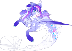 Size: 938x661 | Tagged: safe, artist:starryservals, derpibooru import, oc, oc only, hybrid, pegasus, seapony (g4), blue eyes, dorsal fin, ethereal mane, feather, female, fish tail, flowing mane, flowing tail, mare, open mouth, seaponified, simple background, smiling, solo, sparkles, species swap, starry mane, tail, transparent background, wings