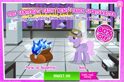 Size: 1033x684 | Tagged: safe, derpibooru import, advertisement, costs real money, crack is cheaper, gameloft, gem, male, official, scoop (character), stallion