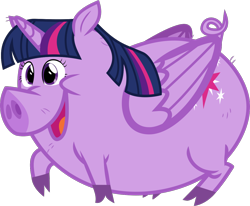 Size: 1200x989 | Tagged: artist needed, safe, derpibooru import, twilight sparkle, twilight sparkle (alicorn), alicorn, pig, cloven hooves, cute, female, folded wings, full body, horn, open mouth, open smile, pigified, simple background, smiling, solo, species swap, transparent background, twilight porkle, wings