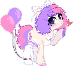 Size: 1469x1342 | Tagged: safe, artist:jeffapegas, artist:rickysocks, derpibooru import, oc, earth pony, pony, balloon, base used, bow, clothes, female, hair bow, mare, simple background, socks, solo, transparent background