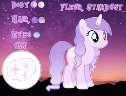 Size: 2396x1820 | Tagged: safe, artist:amgiwolf, artist:cindystarlight, derpibooru import, oc, oc:fleur stardust, pony, unicorn, base used, female, mare, reference sheet, solo