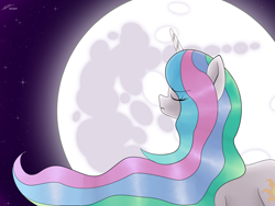 Size: 1600x1200 | Tagged: safe, artist:av-4, derpibooru import, princess celestia, alicorn, pony, mare in the moon, moon, solo