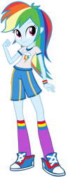 Size: 1280x3296 | Tagged: safe, artist:tezzfordtrash, derpibooru import, rainbow dash, equestria girls, alternate clothes, clothes, cutie mark on clothes, female, fist, high res, simple background, smiling, solo, transparent background, vector