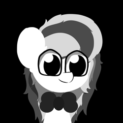 Size: 3000x3000 | Tagged: safe, artist:arche, derpibooru import, oc, oc only, oc:ninny, pony, black and white, bowtie, cute, grayscale, monochrome, simple background, solo, transparent background