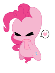 Size: 541x721 | Tagged: safe, artist:decokelow, artist:pokaluvstacos, derpibooru import, pinkie pie, earth pony, pony, base used, blushing, chibi, eyes closed, female, heart, i love you, letter, mare, paper, simple background, small, small pony, smol, solo, speech bubble, squint, white background