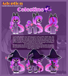 Size: 1526x1700 | Tagged: safe, artist:lupulrafinat, derpibooru import, oc, oc only, pegasus, pony, clothes, eyelashes, female, hat, mare, pegasus oc, reference sheet, witch hat, zoom layer
