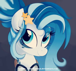 Size: 959x898 | Tagged: safe, artist:lupulrafinat, derpibooru import, oc, oc only, earth pony, pony, bust, earth pony oc, eyelashes, goggles, smiling, solo