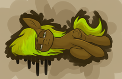 Size: 1650x1074 | Tagged: safe, artist:moonatik, derpibooru import, oc, oc only, oc:moonatik, pegasus, pony, abstract background, alternate color palette, lying down, male, on side, pegasus oc, sick, solo, stallion