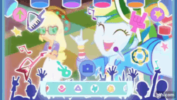 Size: 640x360 | Tagged: safe, derpibooru import, screencap, applejack, rainbow dash, equestria girls, equestria girls series, festival filters, spoiler:eqg series (season 2), animated, cellphone, cowboy hat, crossed arms, cute, dashabetes, devil horn (gesture), duo, duo female, eyes closed, female, filter, gif, gifs.com, hat, music festival outfit, open mouth, open smile, phone, selfie, smartphone, smiling