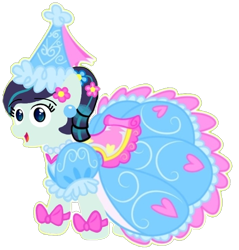 Size: 706x740 | Tagged: safe, artist:darlycatmake, derpibooru import, coloratura, earth pony, pony, look before you sleep, bow, clothes, dress, flower, flower in hair, froufrou glittery lacy outfit, happy, hat, hennin, looking at you, princess, rara, simple background, smiling, smiling at you, solo, transparent background