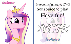 Size: 3200x2000 | Tagged: safe, alternate version, artist:favitwink, derpibooru import, princess cadance, shining armor, pony, canterlot wedding 10th anniversary, .svg available, 60 fps, :p, animated, animated at source, animation at source, better version at source, boop, bust, commission, crown, cute, cutedance, female, happy, interactive, jewelry, mare, meme, mlem, necklace, offscreen character, ponified, ponified meme, portrait, regalia, show accurate, silly, simple background, smiling, svg, tiara, tongue, tongue out, transparent background, vector, ych animation, ych example, your character here