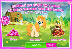 Size: 1025x691 | Tagged: safe, derpibooru import, pear butter, advertisement, costs real money, gameloft, gem, official