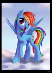 Size: 1000x1400 | Tagged: safe, artist:ponykillerx, derpibooru import, ponerpics import, rainbow dash, cloud, cloudy, cute, dashabetes, deleted from derpibooru, smiling, solo