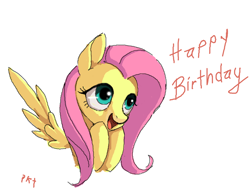 Size: 1350x1020 | Tagged: safe, artist:ponykillerx, derpibooru import, ponerpics import, fluttershy, deleted from derpibooru, happy birthday, solo