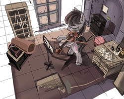 Size: 545x433 | Tagged: safe, artist:ponykillerx, derpibooru import, ponerpics import, octavia melody, angle, deleted from derpibooru, perspective, phonograph, room, violin