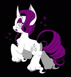 Size: 1815x1961 | Tagged: safe, artist:sidruni, derpibooru import, rarity, pony, unicorn, black background, chest fluff, cutie mark eyes, looking at you, looking back, looking back at you, open mouth, open smile, simple background, smiling, solo, unshorn fetlocks, wingding eyes