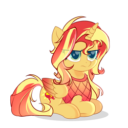 Size: 2500x2500 | Tagged: safe, artist:rachelclaradrawz, derpibooru import, sunset shimmer, alicorn, pony, alicornified, base used, eye clipping through hair, grumpy, lying, lying down, ponyloaf, prone, race swap, shimmercorn, simple background, solo, transparent background