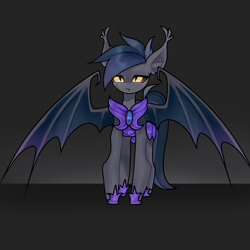 Size: 2000x2000 | Tagged: safe, artist:minty--fresh, derpibooru import, oc, bat pony, :/, bat pony oc, black sclera, glowing, glowing eyes, golden eyes, large wings, male, night guard, simple background, wings