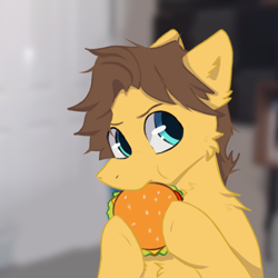 Size: 960x960 | Tagged: safe, derpibooru import, pony, burger, food, jerma985, ponified, streamers