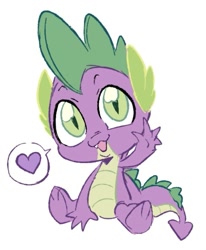 Size: 649x786 | Tagged: safe, artist:tikovka_pumpkin, derpibooru import, spike, dragon, cute, heart, male, open mouth, pictogram, simple background, sitting, solo, speech bubble, spikabetes, white background