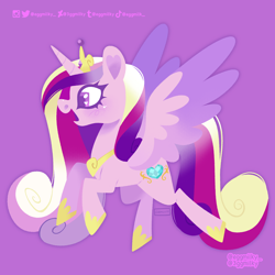 Size: 2048x2048 | Tagged: safe, artist:3ggmilky, derpibooru import, princess cadance, alicorn, pony, clothes, colored wings, crown, female, gradient wings, jewelry, mare, open mouth, open smile, peytral, regalia, shoes, smiling, solo, spread wings, wings