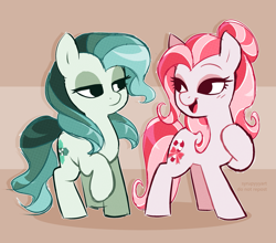 Size: 2529x2221 | Tagged: safe, artist:syrupyyy, derpibooru import, oc, oc only, oc:pennyroyal, oc:spring mint, earth pony, pony, duo, female, siblings, sisters