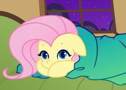 Size: 1280x922 | Tagged: safe, artist:vi45, derpibooru import, fluttershy, pegasus, pony, blanket, blanket burrito, cute, daaaaaaaaaaaw, ears, floppy ears, lying down, prone, shyabetes, sofa, solo