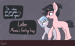 Size: 4334x2706 | Tagged: safe, artist:pinkberry, derpibooru import, oc, oc only, oc:mae (pinkberry), oc:winter azure, earth pony, pony, unicorn, bags under eyes, colored sketch, colt, dialogue, female, femboy, foal, girly, glasses, male, mare, round glasses, talking, trap, walking