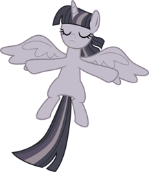 Size: 3377x3898 | Tagged: safe, artist:melisareb, artist:wardex101, derpibooru import, edit, twilight sparkle, twilight sparkle (alicorn), alicorn, pony, spoiler:deep tissue memories, spoiler:mlp friendship is forever, deep tissue memories, discorded, discorded twilight, eyes closed, female, frown, high res, inkscape, mare, sad, simple background, solo, transparent background, twilight tragedy, vector, wings