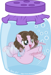 Size: 900x1306 | Tagged: safe, artist:shinta-girl, derpibooru import, oc, oc only, oc:shinta pony, merpony, seapony (g4), bubble, fin wings, fins, fish tail, jar, open mouth, signature, simple background, smiling, solo, tail, transparent background, underwater, water, wings