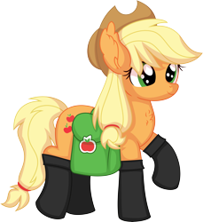 Size: 6325x6912 | Tagged: safe, artist:cyanlightning, derpibooru import, applejack, earth pony, pony, .svg available, absurd resolution, bag, boots, clothes, female, mare, saddle bag, shoes, simple background, solo, transparent background, vector