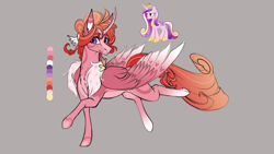 Size: 3264x1836 | Tagged: safe, artist:lucythunderforth, derpibooru import, princess cadance, alicorn, best princess, brown background, color palette, crown, female, gold, horn, jewelry, redesign, regalia, simple background, solo, solo female, wings