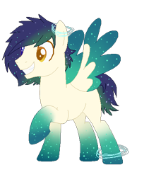 Size: 400x490 | Tagged: safe, artist:ponpon-adopts, derpibooru import, oc, oc only, pegasus, pony, base used, ethereal mane, grin, male, pegasus oc, raised hoof, raised leg, simple background, smiling, solo, stallion, starry mane, transparent background