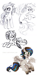 Size: 799x1619 | Tagged: safe, artist:fukari, derpibooru import, oc, oc only, pegasus, pony, female, frown, lineart, looking back, mare, sketch, sketch dump, traditional art, wide eyes, wings