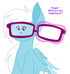 Size: 2648x2812 | Tagged: safe, artist:feather_bloom, derpibooru import, oc, oc:feather_bloom, pegasus, pony, embarrassed, faic, funny, glasses, magic, magic aura, meme, simple background, teary eyes, white background, woll smoth